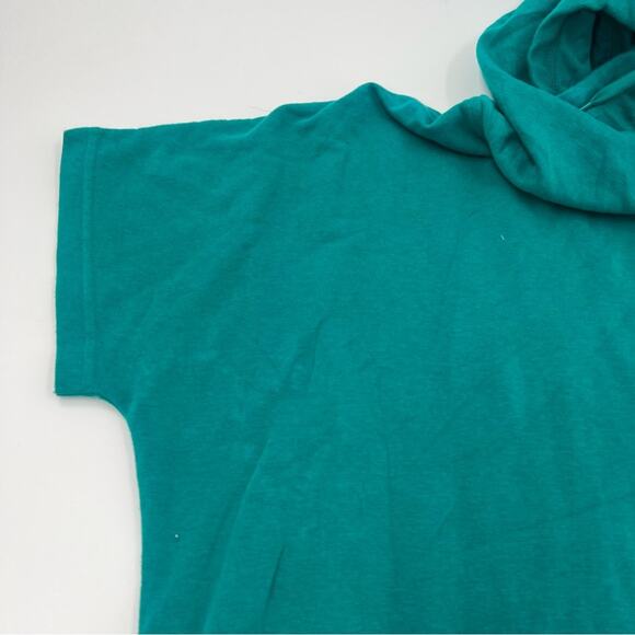 Nike Women’s Teal Short Sleeve Hooded Mock Neck Shirt Long Length Hoodie - Picture 2 of 8